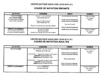 COURS DE NATATION ENFANTS - Villefranche-de-Rouergue