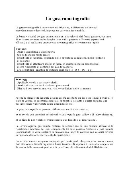 Gas cromatografia - Dipartimento di Chimica