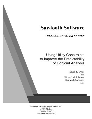 Using Utility Constraints to Improve the Predictability of Conjoint ...