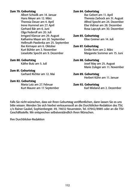 Durchblicker-Ausgabe Nr. 26 - 2011 - TSV Neuenstein