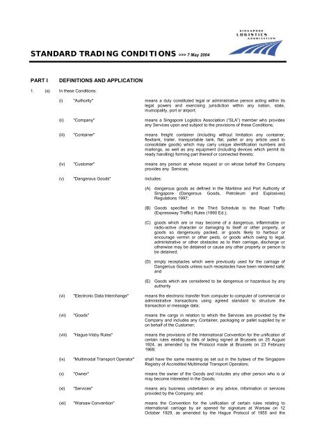 STANDARD TRADING CONDITIONS >>> 7 May 2004