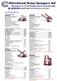 BARGAM SPRAYER PRICE LIST Oct 2011 to OCT 2012 - Bargam UK