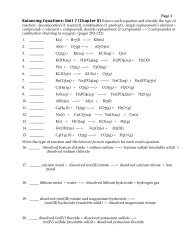 Balancing Equations Worksheets