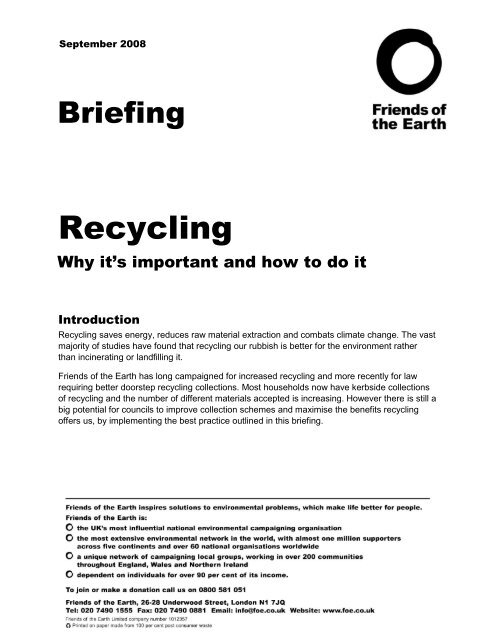 Recycling - why its important and how to do it - Friends of the Earth