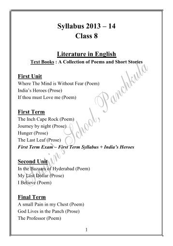 Syllabus 2013 â 14 Class 8