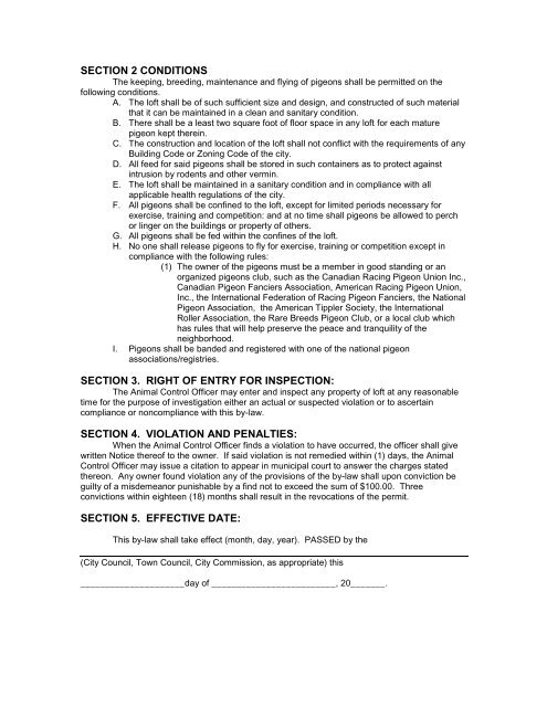 Download Model ByLaw - Canadian Racing Pigeon Union