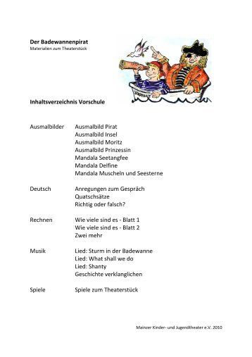 Unterrichtsmaterialien Vorschule - Mainzer Kinder- und Jugendtheater