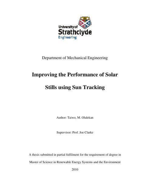 Improving the Performance of Solar Stills using Sun Tracking