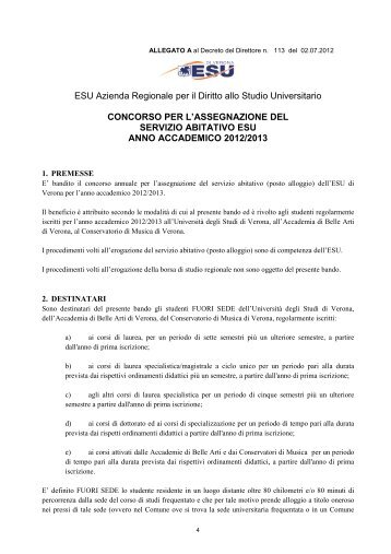 ESU Azienda Regionale per il Diritto allo Studio ... - ESU Verona