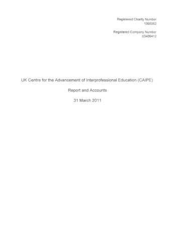 the Full Trustees report 2011 written by Elizabeth Howkins - CAIPE