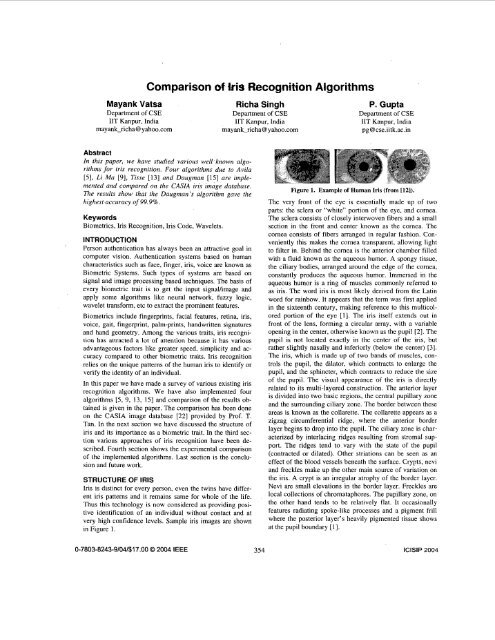 Comparison of iris recognition algorithms - Intelligent ... - CiteSeerX