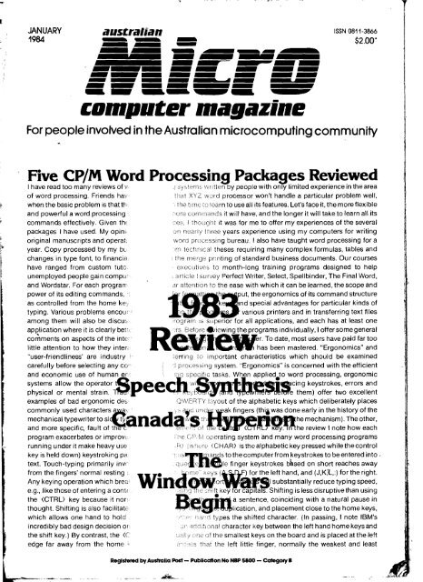 Five CP/M word processing packages: Introduction and WordStar