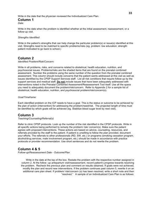 Initial Combined Assessment (ICA) - Department of Public Health