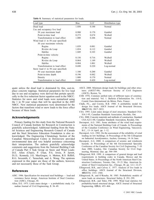 Load factor calibration for the proposed 2005 edition of the National ...