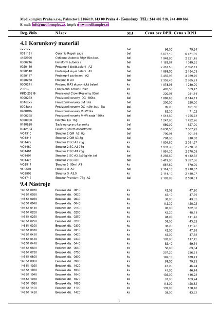 4.1 KorunkovÃ½ materiÃ¡l 9.4 NÃ¡stroje - Medikomplex Praha, sro