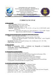 curriculum vitae - ro - Departamentul de Geografie, Turism Åi ...