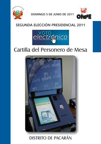 Cartilla para Personeros - Voto Electrónico Presencial (VEP) - ONPE