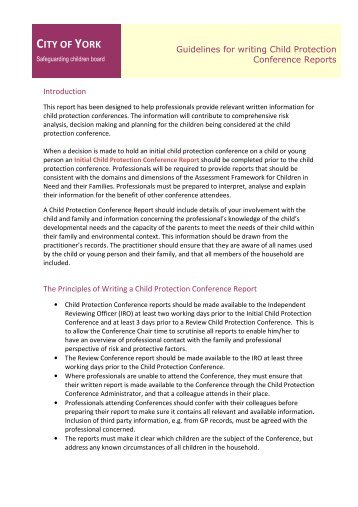 Guidance on writing Child Protection Conference reports