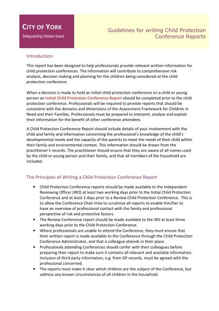Guidance on writing Child Protection Conference reports