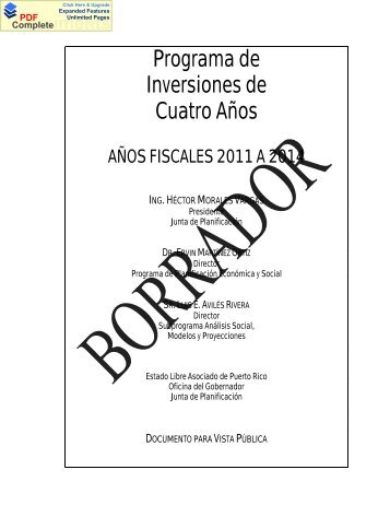 Programa de Inversiones de Cuatro Años - Junta de Planificación ...