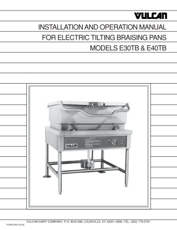 installation and operation manual for electric tilting braising pans ...