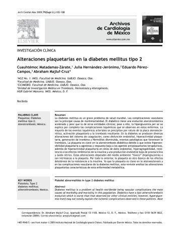 Alteraciones plaquetarias en la diabetes mellitus tipo 2 - Archivos de ...