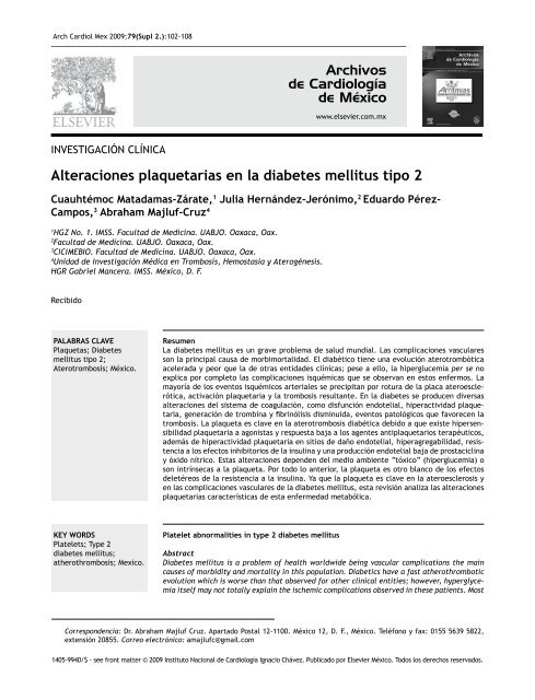 Alteraciones plaquetarias en la diabetes mellitus tipo 2 - Archivos de ...