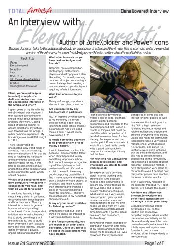 Elena Novaretti Interview, Full Version (PDF) - Total Amiga Magazine