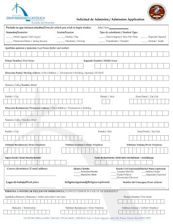 Solicitud de Admisión / Admission Application - Escuela de Derecho