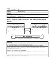 MYP Mathematics Unit Planner