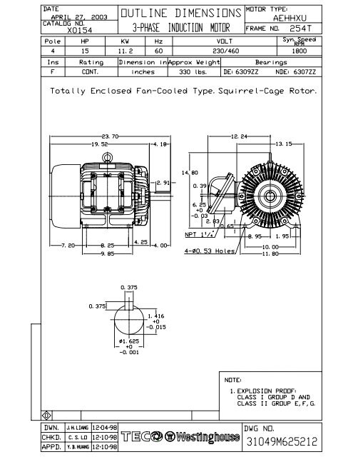 Teco Westinghouse Motor Company, Teco 3 Phase Induction Motor Wiring Diagram