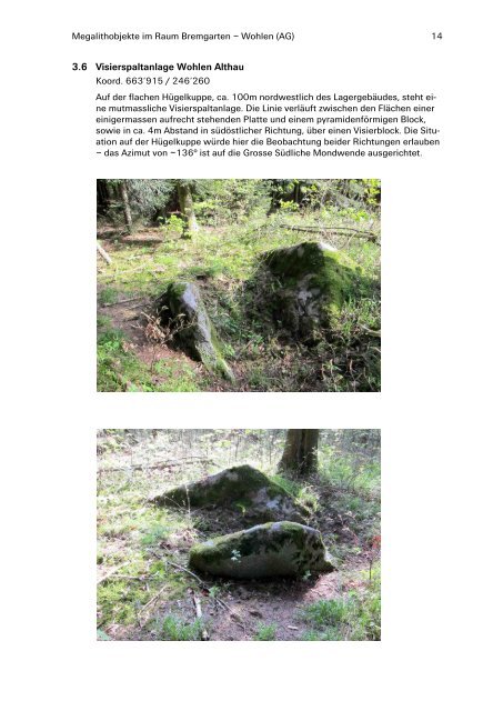 Megalithobjekte im Grossraum Bremgarten â€“ Wohlen (AG)
