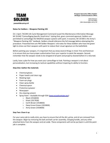 Notes for Soldiers â Weapons Painting 101 On 1 ... - Delta Gear, Inc.