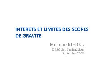 Intérêt et limites des scores de gravité en réanimation