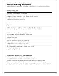 Resume Planning Worksheet