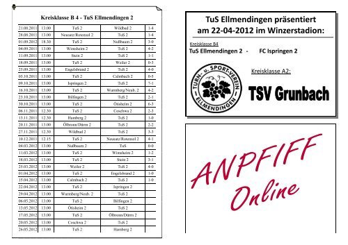 Anpfiff-Online 2012-22-04 - TuS-Grunbach 2 - TuS Ellmendingen