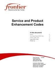 Service and Product Enhancement Codes - Frontier