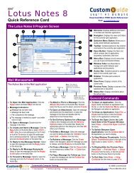 Lotus Notes Quick Reference, IBM Lotus Notes 8 Cheat Sheet