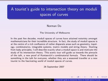 A tourist's guide to intersection theory on moduli ... - User Web Pages
