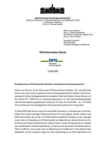 DFN-Information Recht - DFN-PKI