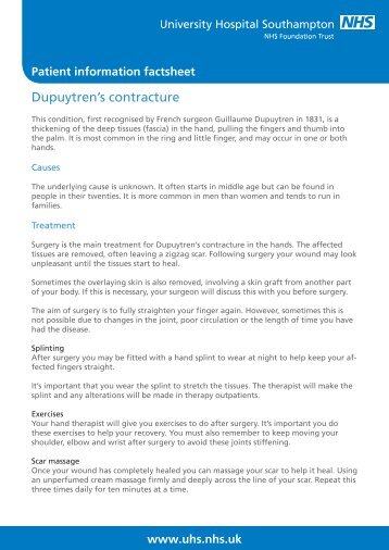 Dupuytren's contracture - patient information