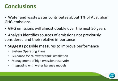 Greenhouse gas emissions for the SEQ Water Strategy