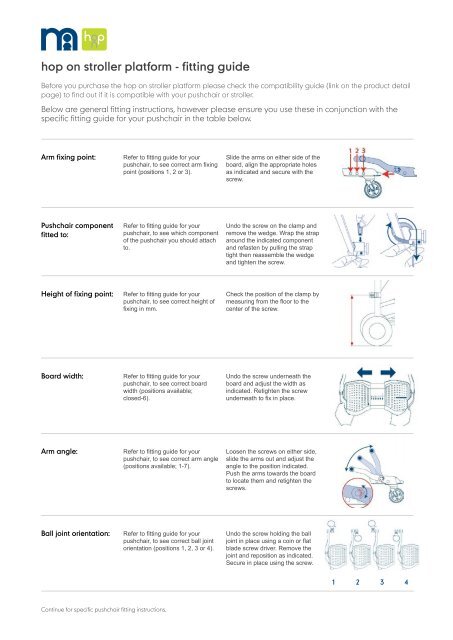 hop on stroller platform - fitting guide - Mothercare