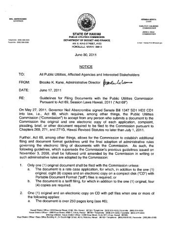 Guidelines for Filing Documents PUC - Public Utilities Commission