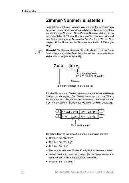 System EccoLine L200 - Bedienungshandbuch für die ... - Tunstall