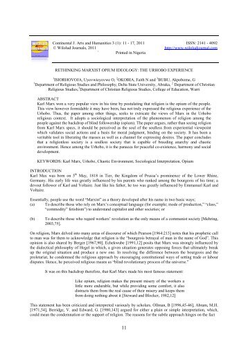 Vol 3 _1_ - Cont. J. Arts and Humanities - Wilolud Journals