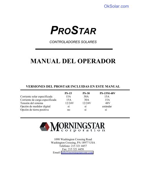 Prostar Solar controller - OkSolar.com