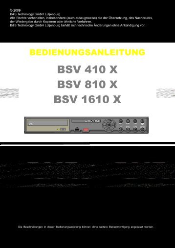 BSV 410 X BSV 810 X BSV 1610 X - BuS - Sitech - Shop