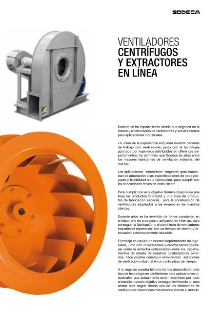 ventiladores centrÃ­fugos y extractores en lÃ­nea para ... - Sodeca