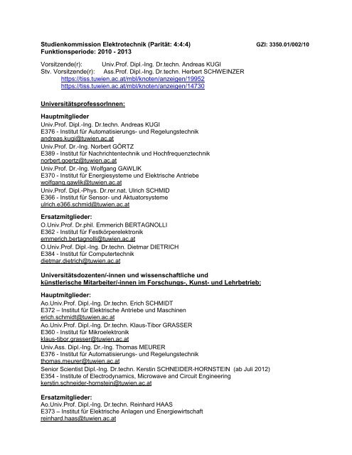 Mitgliederliste der Studienkommissionen - Technische Universität ...
